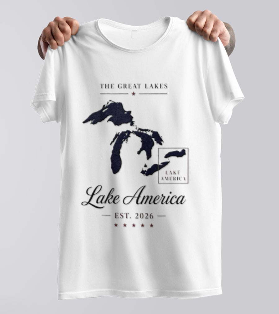 The Great Lakes Lake America Est 2026 Map T-Shirt