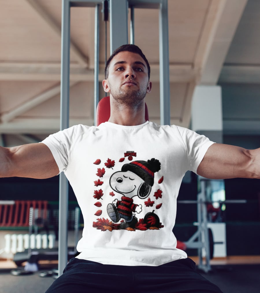 Toronto Raptors Snoopy Autumn Maple Leaves Pumpkin Walking T-Shirt