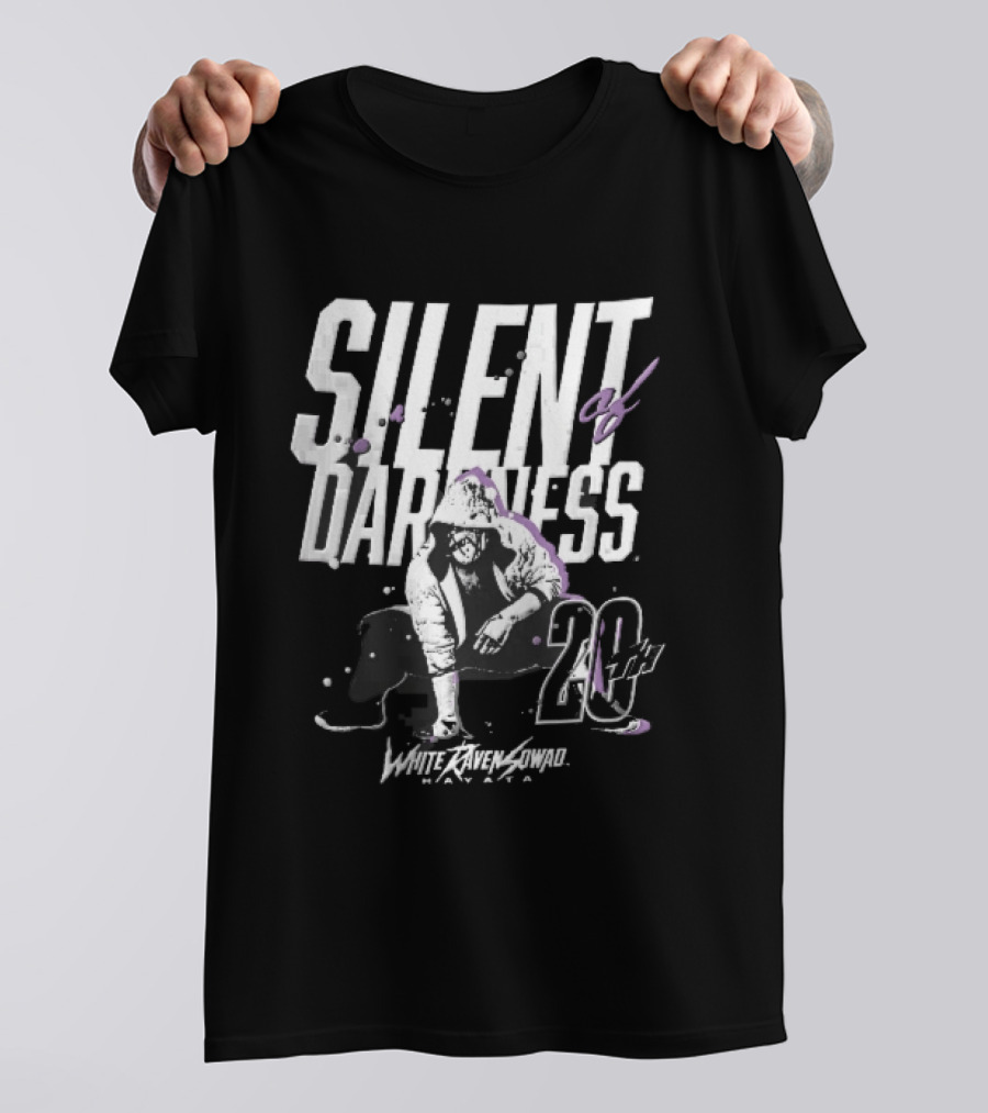 Silent Of Darkness White Raven 20th Masked Hooded Wrestler Halftone T-Shirt