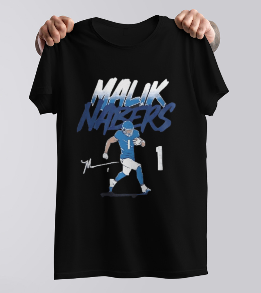 Malik Nabers Blue Jersey Number 1 Football Player T-Shirt