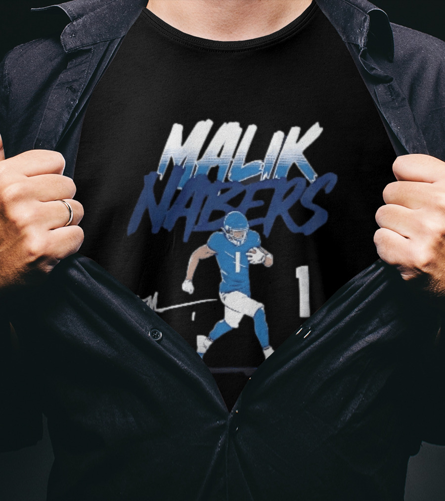 Malik Nabers Blue Jersey Number 1 Football Player T-Shirt