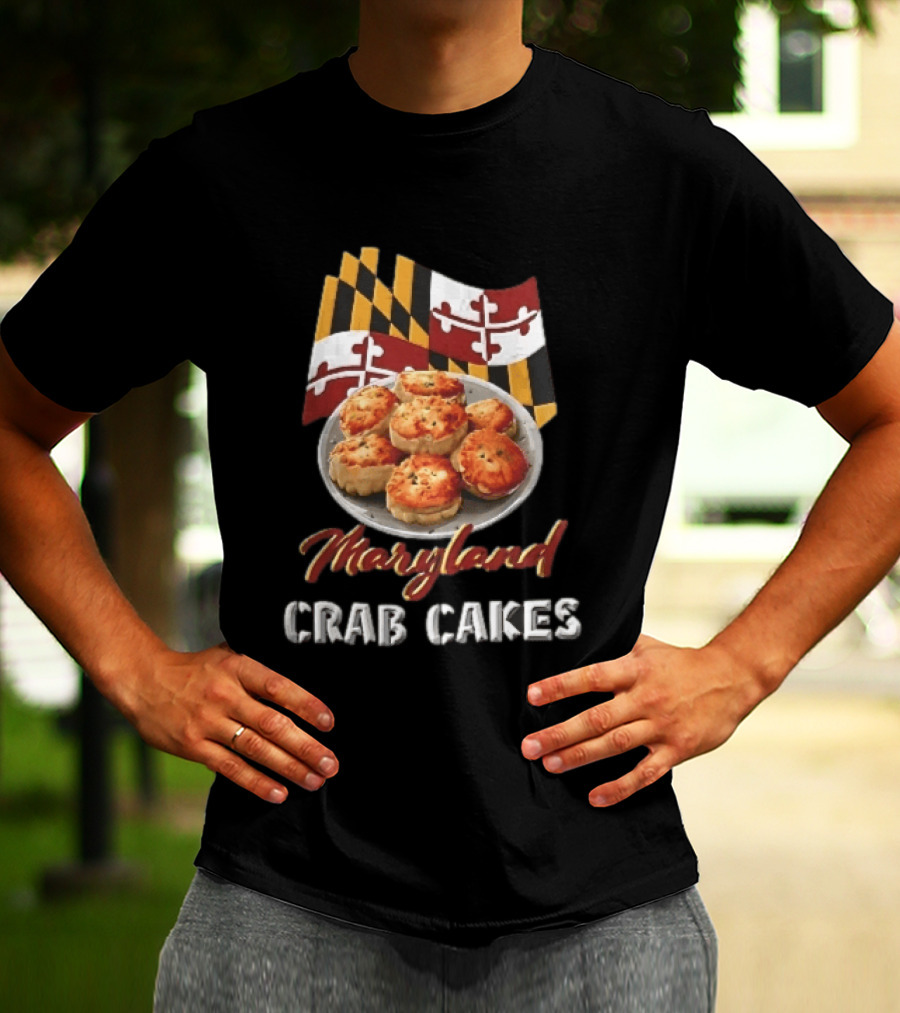 Maryland Crab Cakes Plate With State Flag T-Shirt