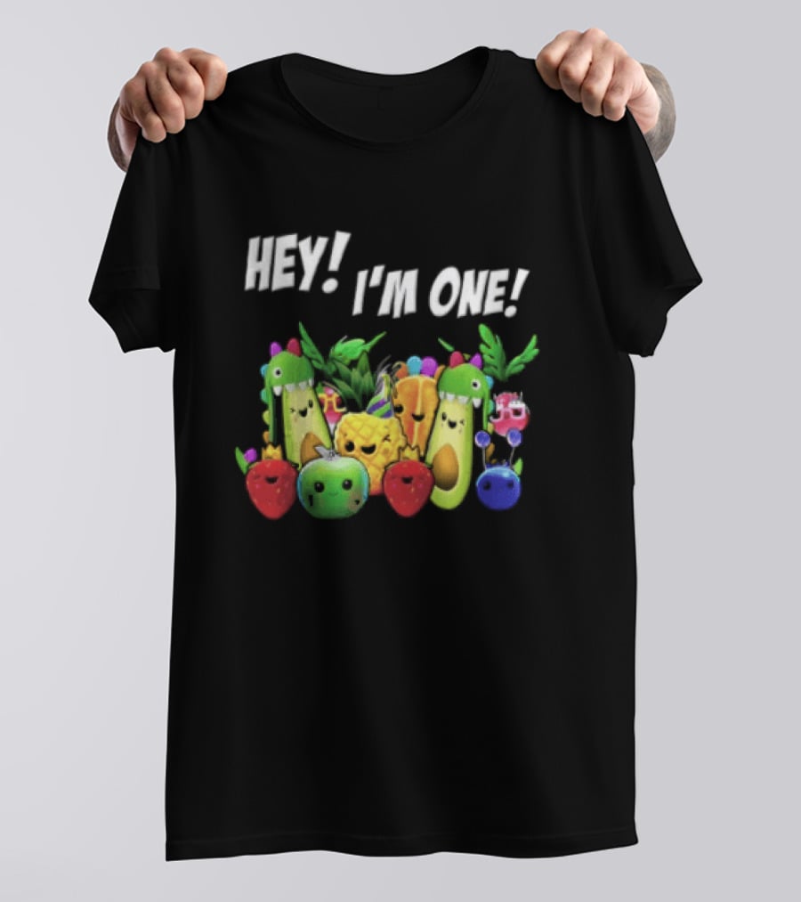 Hey Im One Birthday Cartoon Avocado Pineapple Fruits T-Shirt