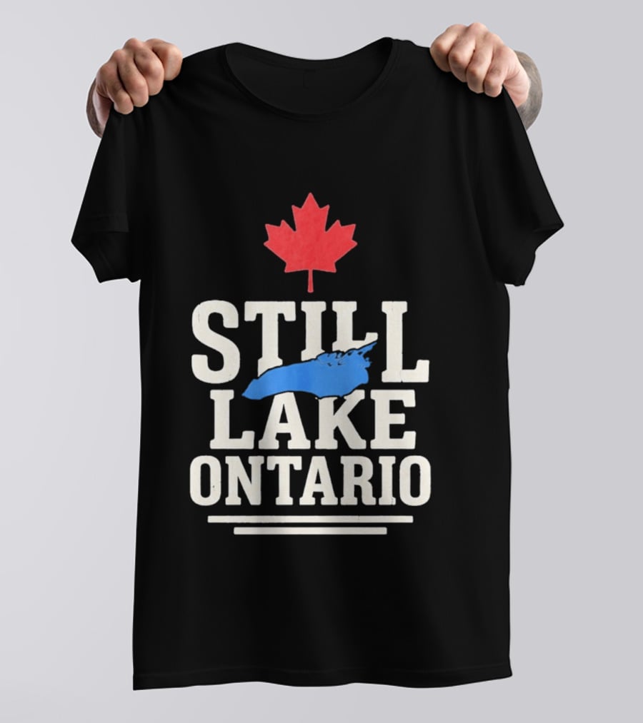 Still Lake Ontario Canada Map 2026 Red Maple Leaf T-Shirt