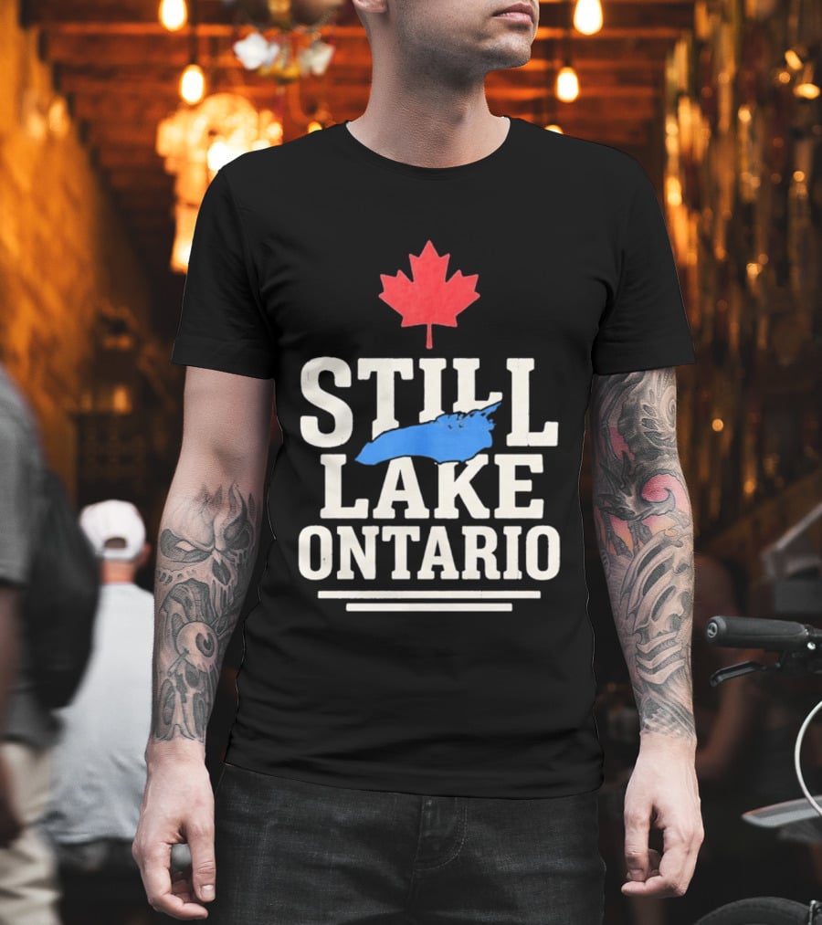 Still Lake Ontario Canada Map 2026 Red Maple Leaf T-Shirt