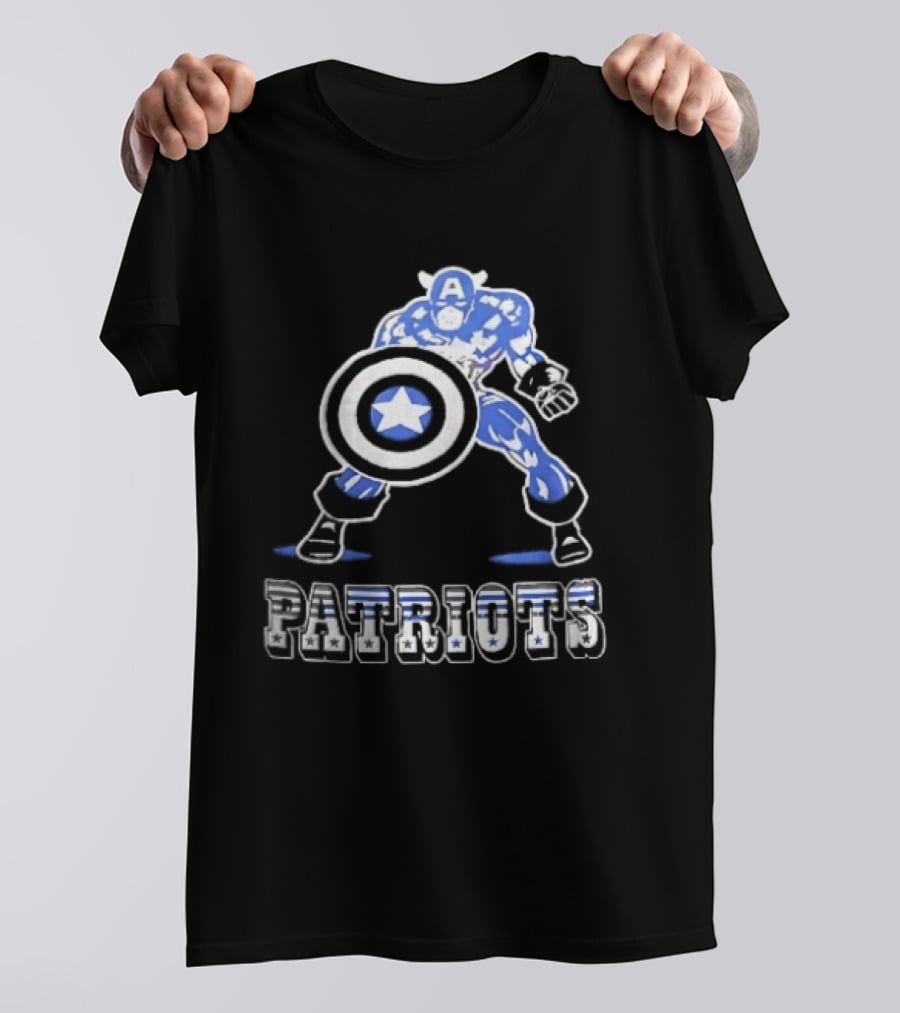 Patriots Stars And Stripes Captain Crouch Holding Shield T-Shirt