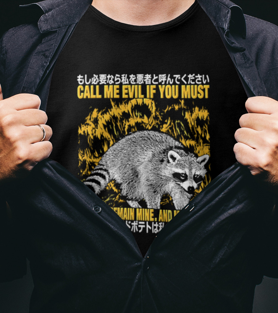 Call Me Evil If You Must My Fries Remain Mine Raccoon T-Shirt
