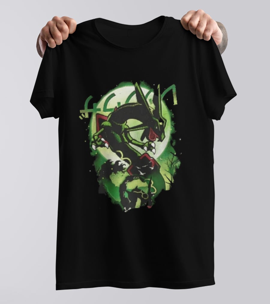 Rayquaza Umbreon Full Moon Forest Green Glow Pokemon T-Shirt