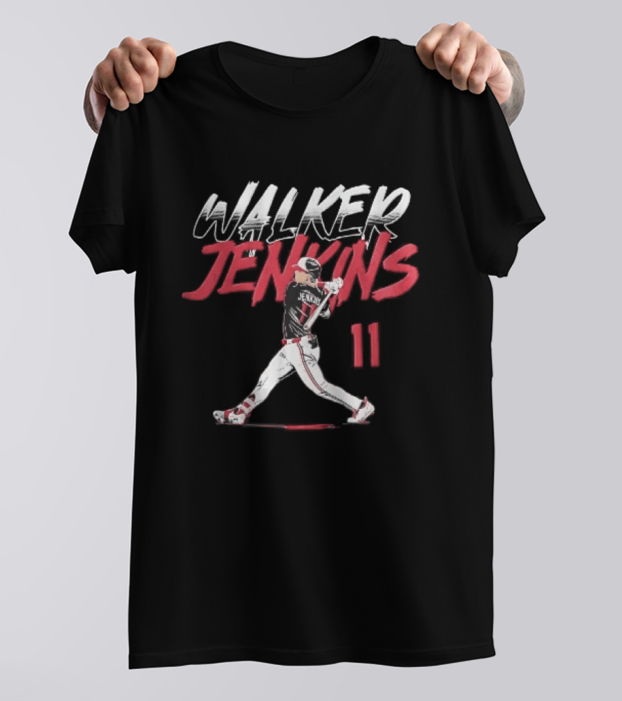 Walker Jenkins 11 Minnesota Twins MLB Baseball Batter Swinging Bat Brush T-Shirt