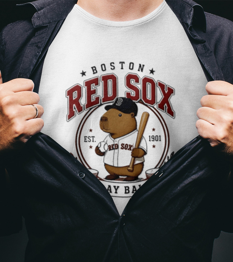 Boston Red Sox Capybara Play Ball Est 1901 Baseball MLB T-Shirt