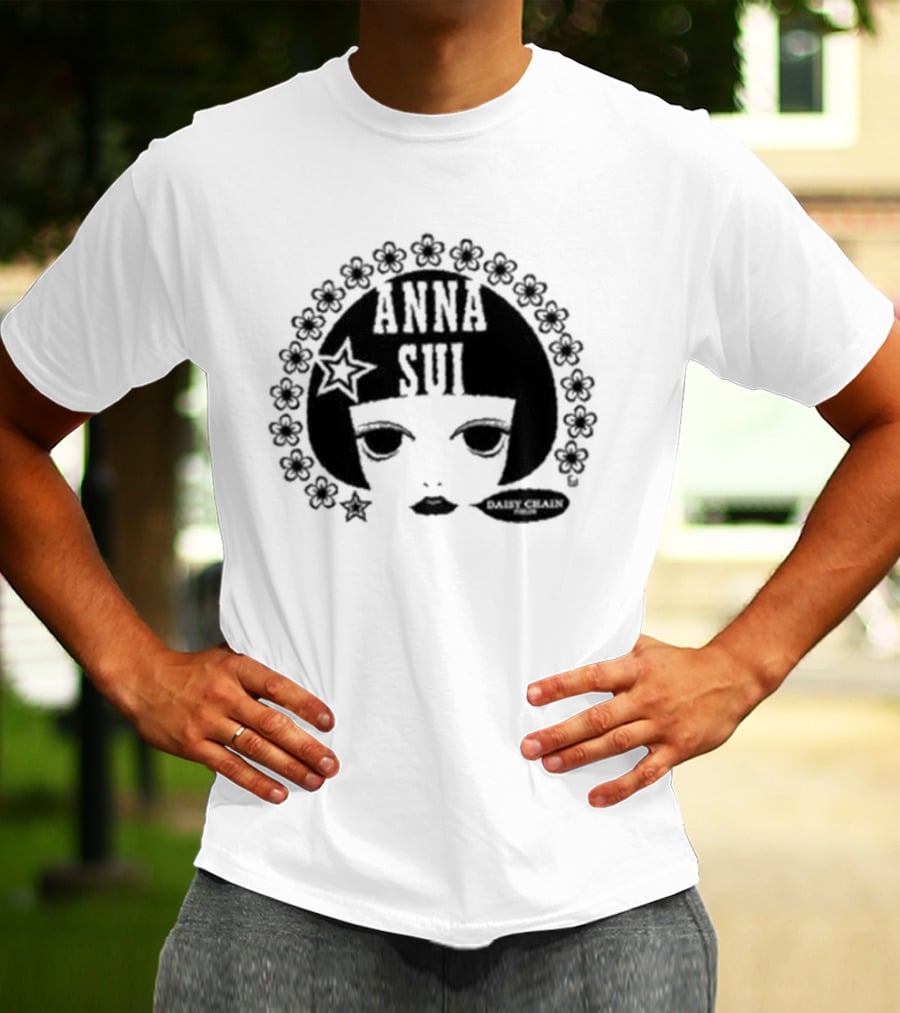 Anna Sui Daisy Chains Iconic Face Floral Circle T-Shirt