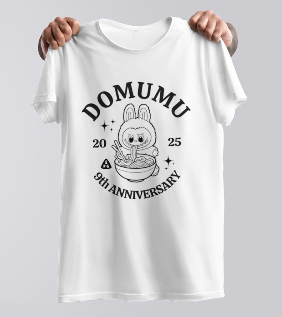 Domumu 9th Anniversary 2025 Bunny With Noodles And Stars T-Shirt