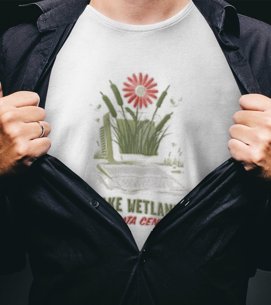 Make Wetlands Not Data Centers Computer Monitor Cattails Flower T-Shirt