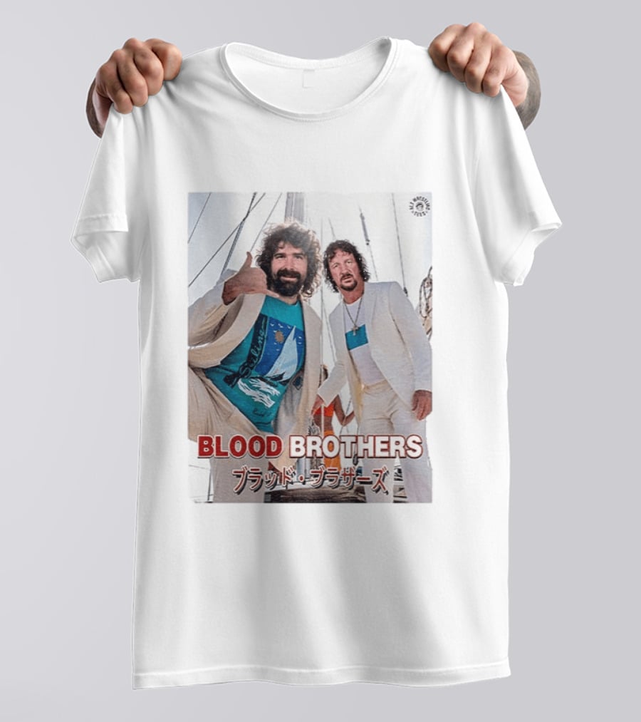Blood Brothers Mick Foley Terry Funk Sailboat 80s Style Japanese T-Shirt