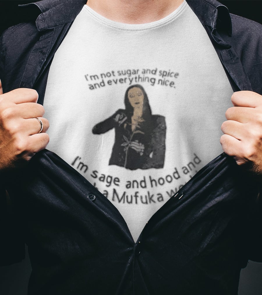 Im Not Sugar And Spice Everything Nice Wish A Mufuka Would Morticia Addams Cutting Rose Stem Line T-Shirt