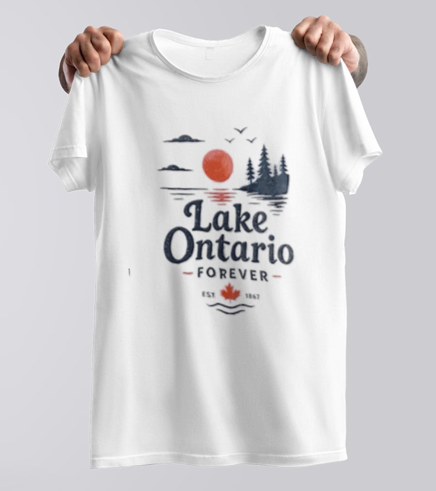 Lake Ontario Forever Est 1615 Sunset Pines Water Landscape T-Shirt