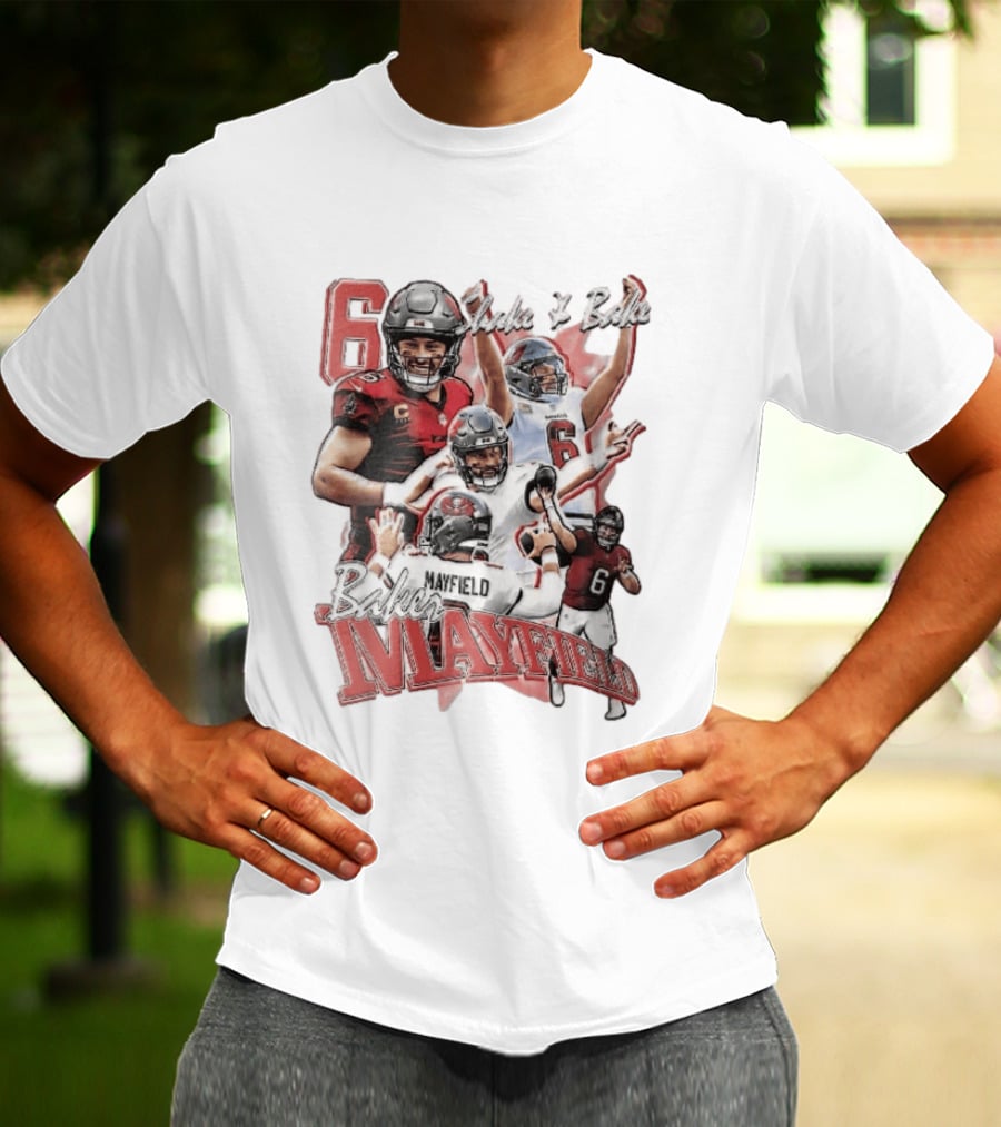 Baker Mayfield Shake And Bake Tampa Bay Buccaneers Action Collage T-Shirt