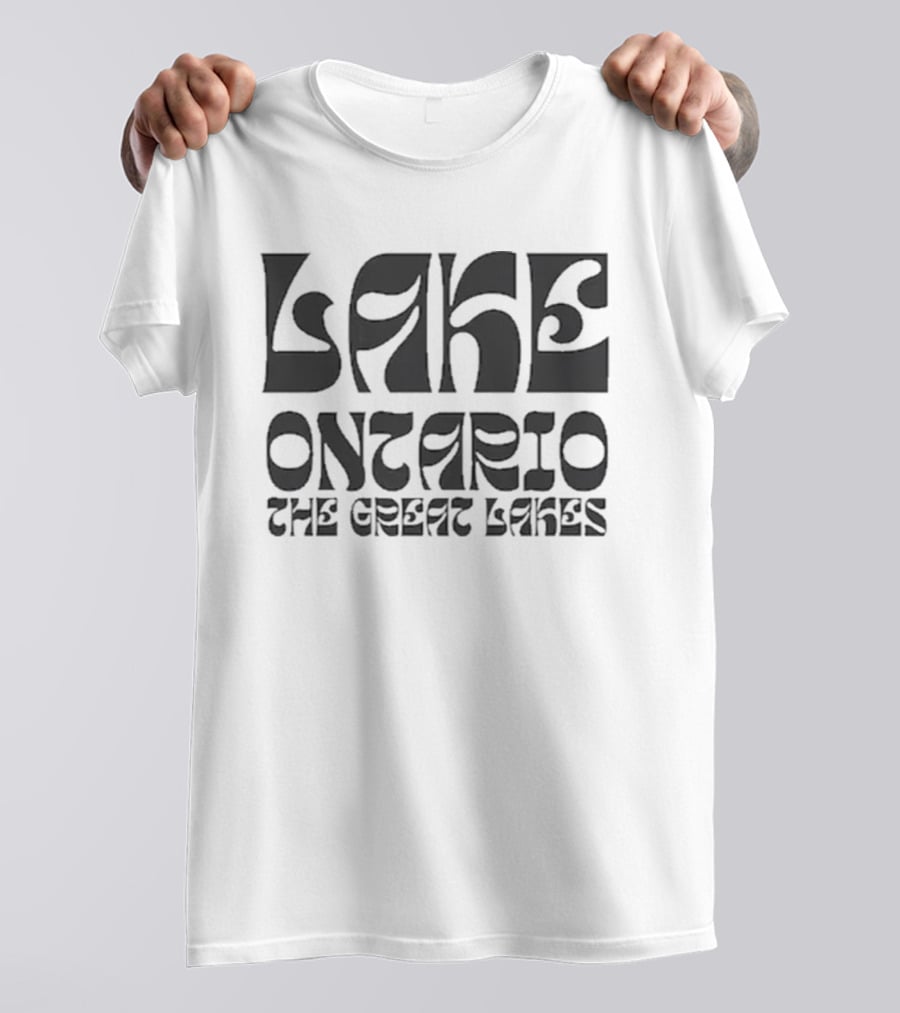 Lake Ontario The Great Lakes Retro Psychedelic Font T-Shirt
