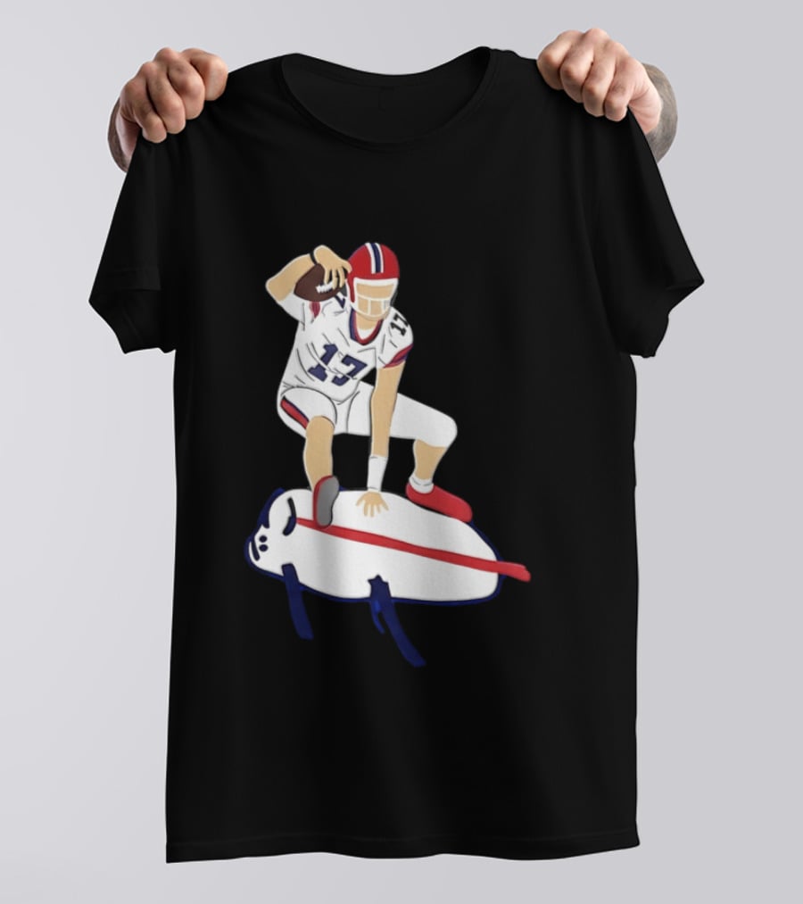 Josh Allen 17 Buffalo Football Skateboard Player Action T-Shirt