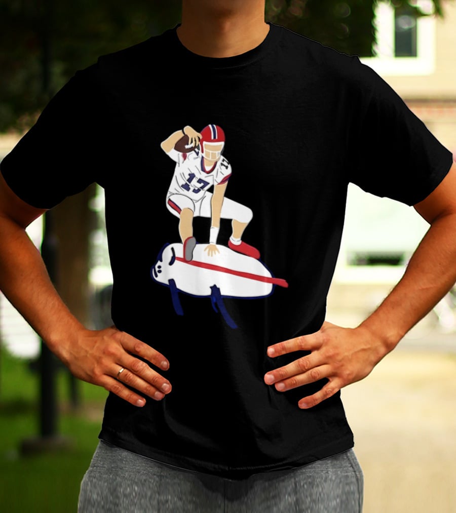 Josh Allen 17 Buffalo Football Skateboard Player Action T-Shirt