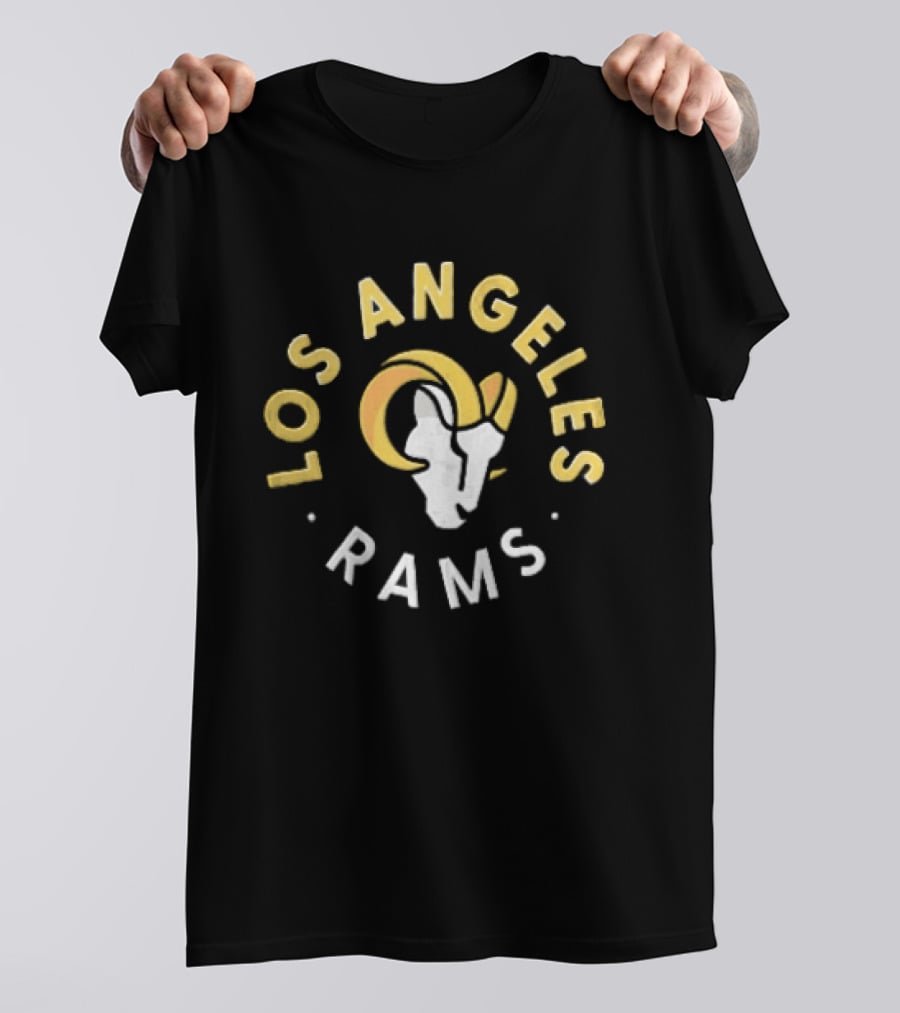 Los Angeles Rams Vintage Spiral Text And Ram Head T-Shirt