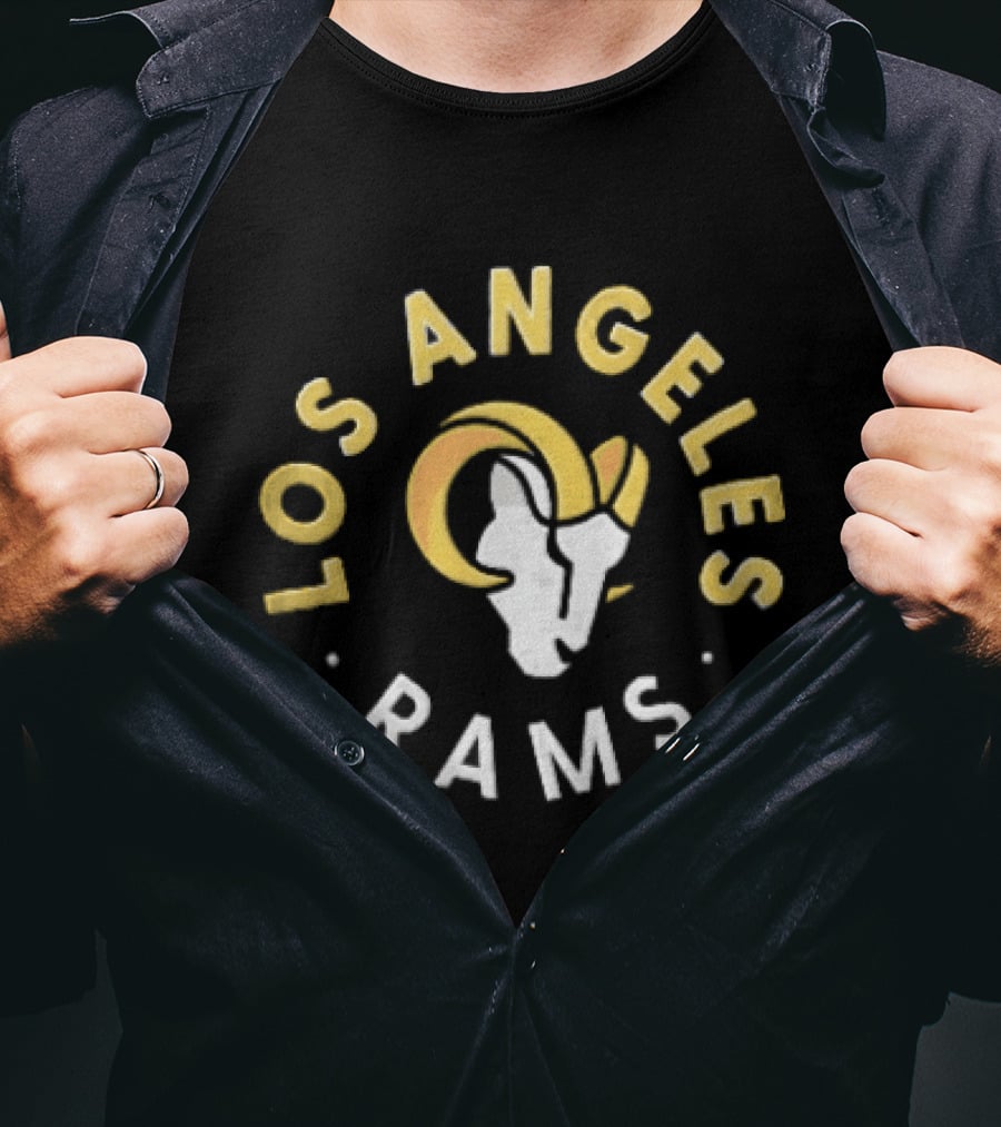 Los Angeles Rams Vintage Spiral Text And Ram Head T-Shirt