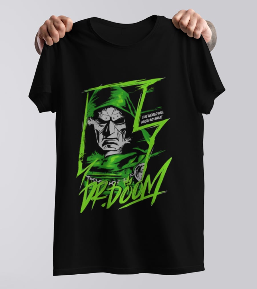 Masked Rebellion Dr Doom Comic Style Green T-Shirt