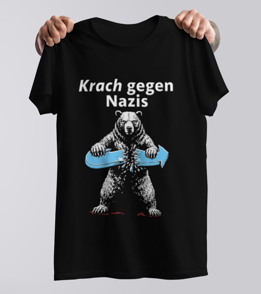 Krach Gegen Nazis Bear Breaking Blue Arrow T-Shirt