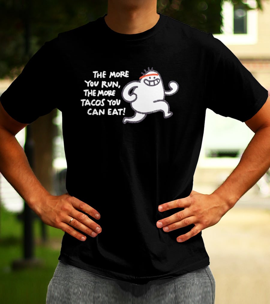 The More You Run The More Tacos You Can Eat Running Character Red Headband T-Shirt