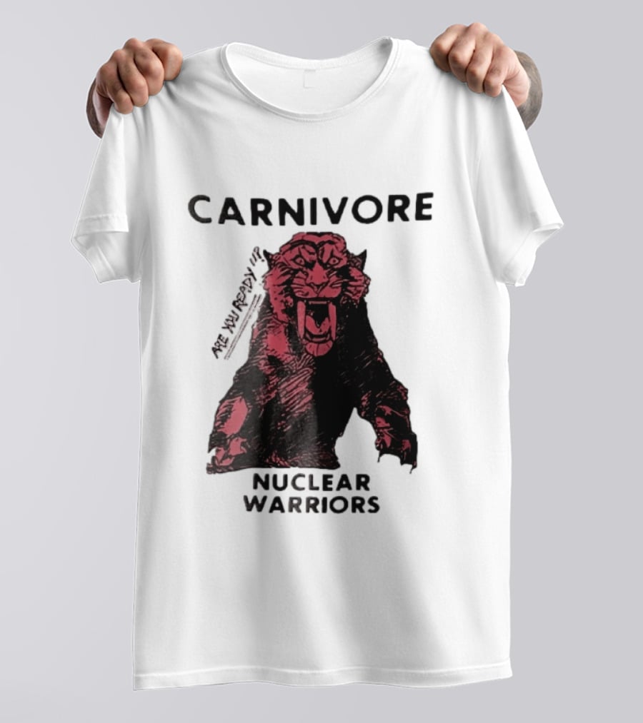 Carnivore Nuclear Warriors Snarling Sabertooth Tiger Pink Ink Sketch T-Shirt