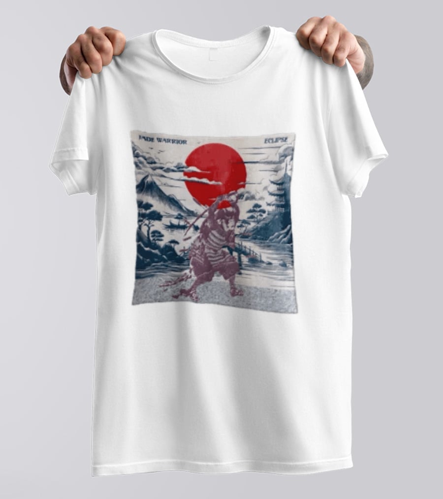 Jade Warrior Eclipse Japanese Samurai Red Sun Pagoda T-Shirt