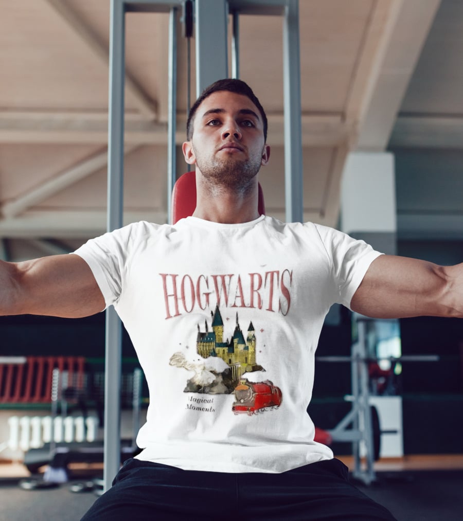 Hogwarts Castle Red Express Steam Train Magical Moments Hedwig Snowy Owl Watercolor T-Shirt