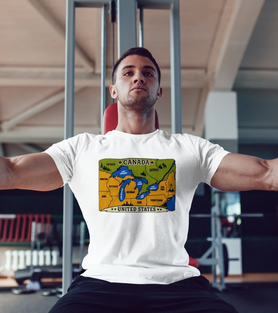 Map Of The Great Lakes Region Canada United States Ontario Québec Michigan Wisconsin New York Pennsylvania Minnesota Iowa T-Shirt