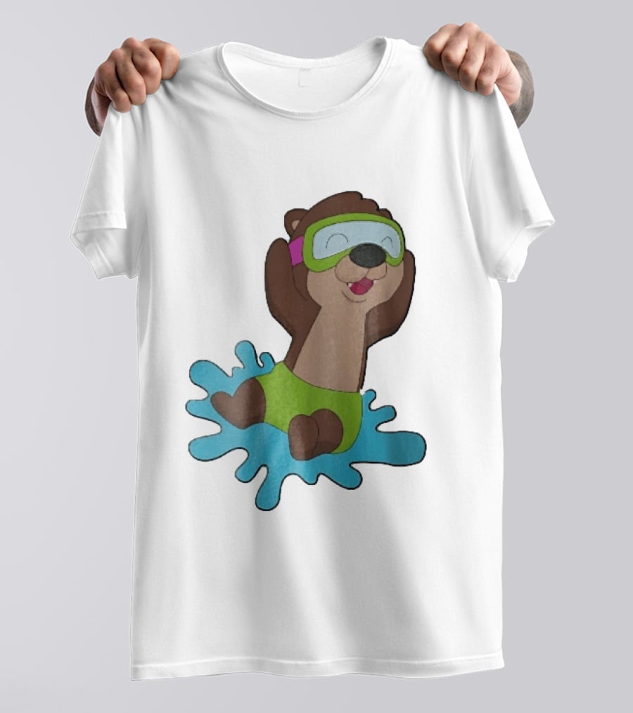 Otter Swimming With Goggles Playful Summer Splash T-Shirt