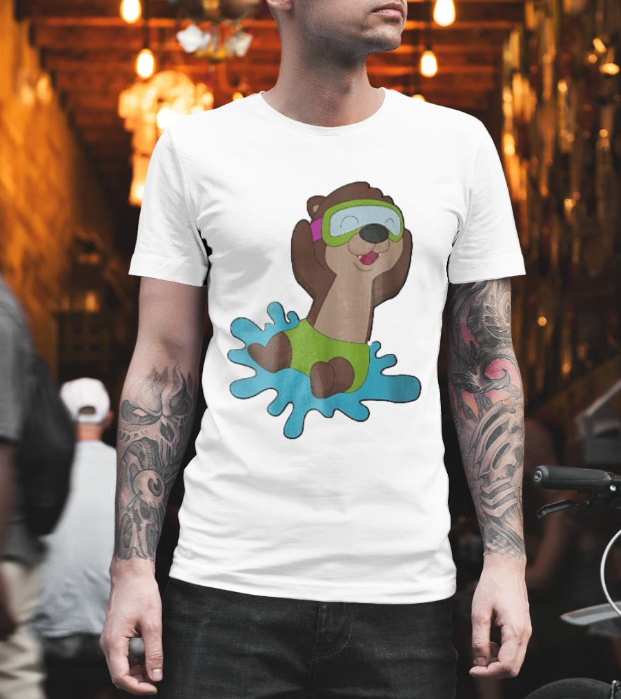Otter Swimming With Goggles Playful Summer Splash T-Shirt