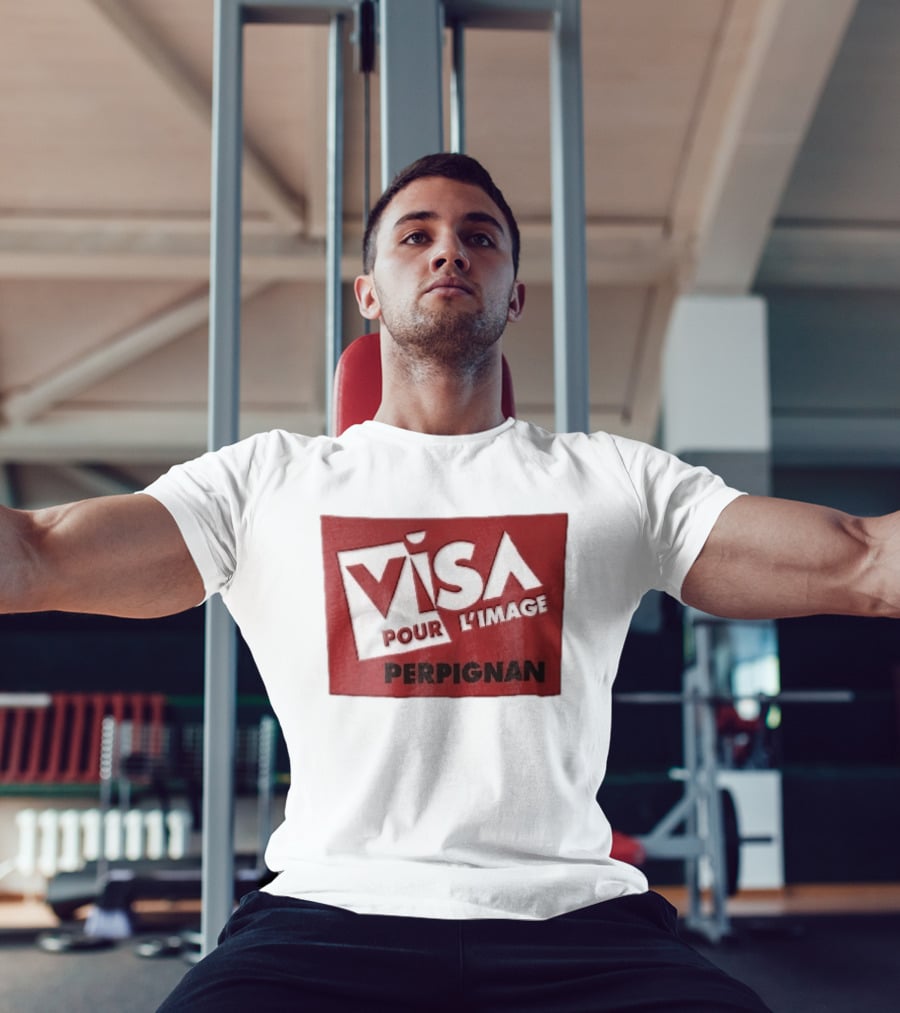 Visa Pour L'Image Perpignan Red Rectangular White Cutout T-Shirt