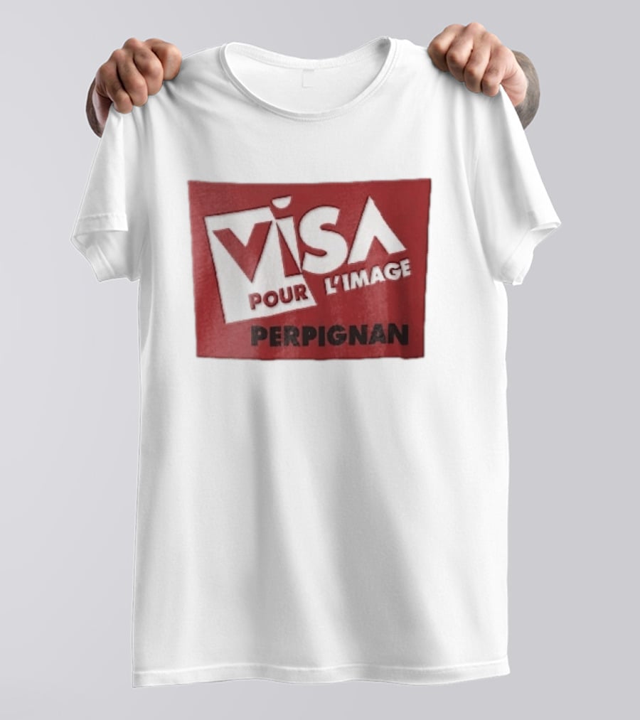 Visa Pour L'Image Perpignan Red Rectangular White Cutout T-Shirt