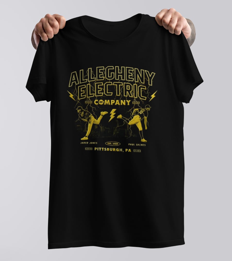 Allegheny Electric Company Jared Jones Vs Paul Skenes Pittsburgh PA 2024 T-Shirt