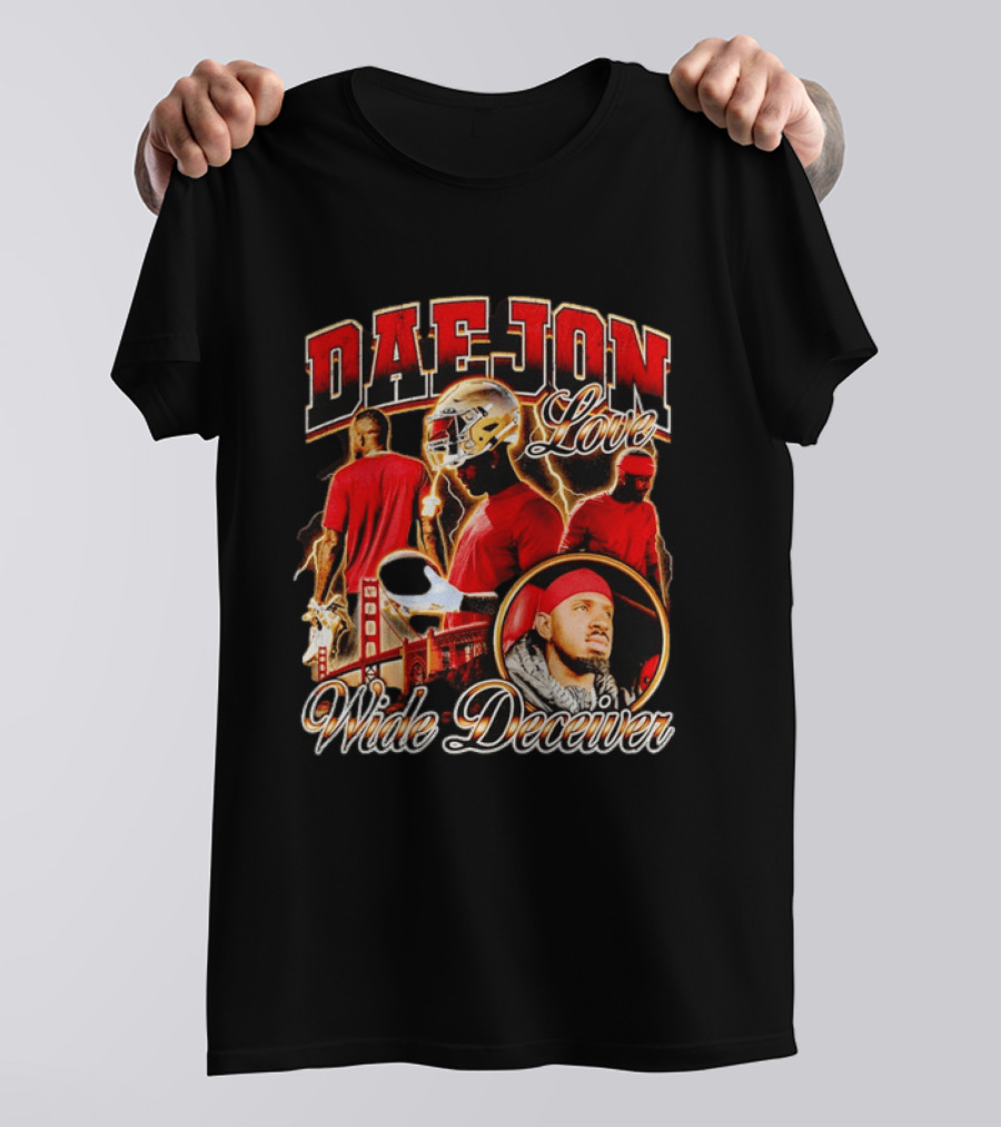 Daejon Love Wide Deceiver Football Helmet San Francisco Bridge T-Shirt