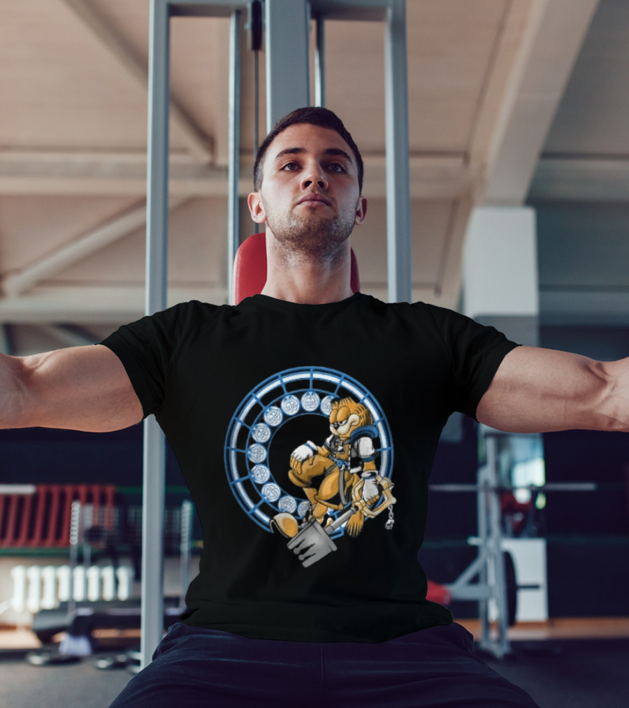 Kingdom Hearts Cat Keyblade Garfield Crossover Keyblade Wielder In Blue Circle T-Shirt