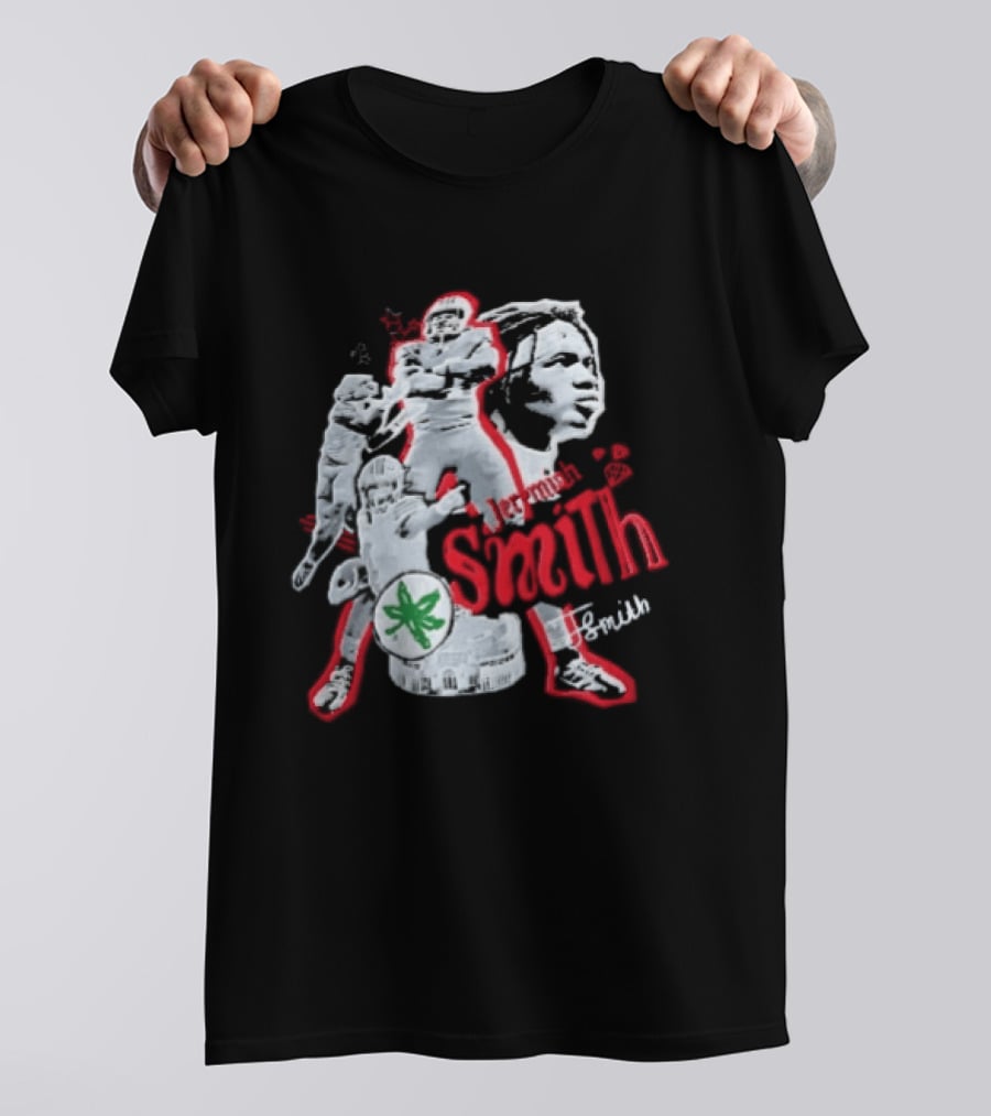 Ohio State Buckeyes NCAA Jeremiah J Smith Football Action Collage Ohio Stadium Bootleg T-Shirt