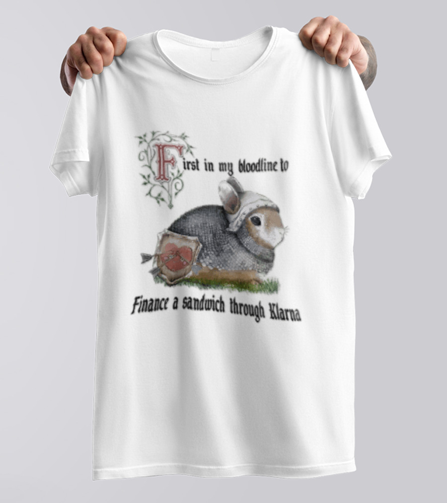 First In My Bloodline To Finance A Sandwich Through Klarna Knight Bunny Chainmail Shield T-Shirt