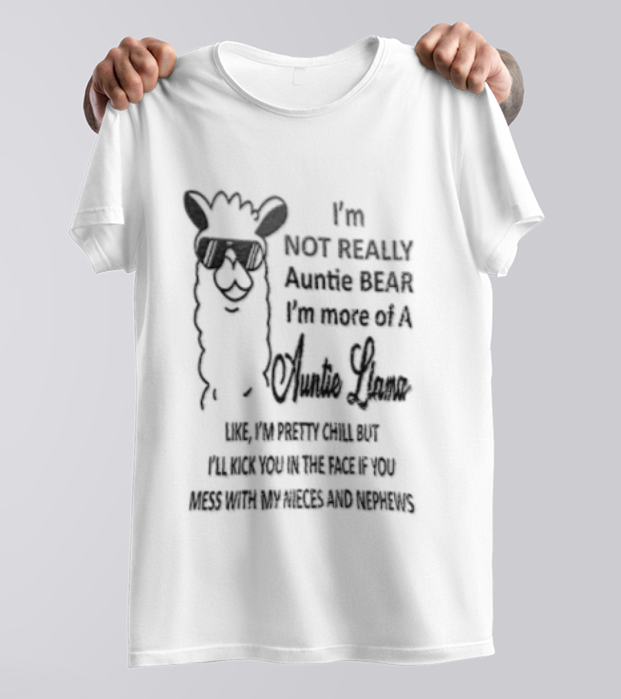 Im Not Really Auntie Bear More Of A Llama Like Pretty Chill But Ill Kick You In The Face If Mess With My Nieces T-Shirt