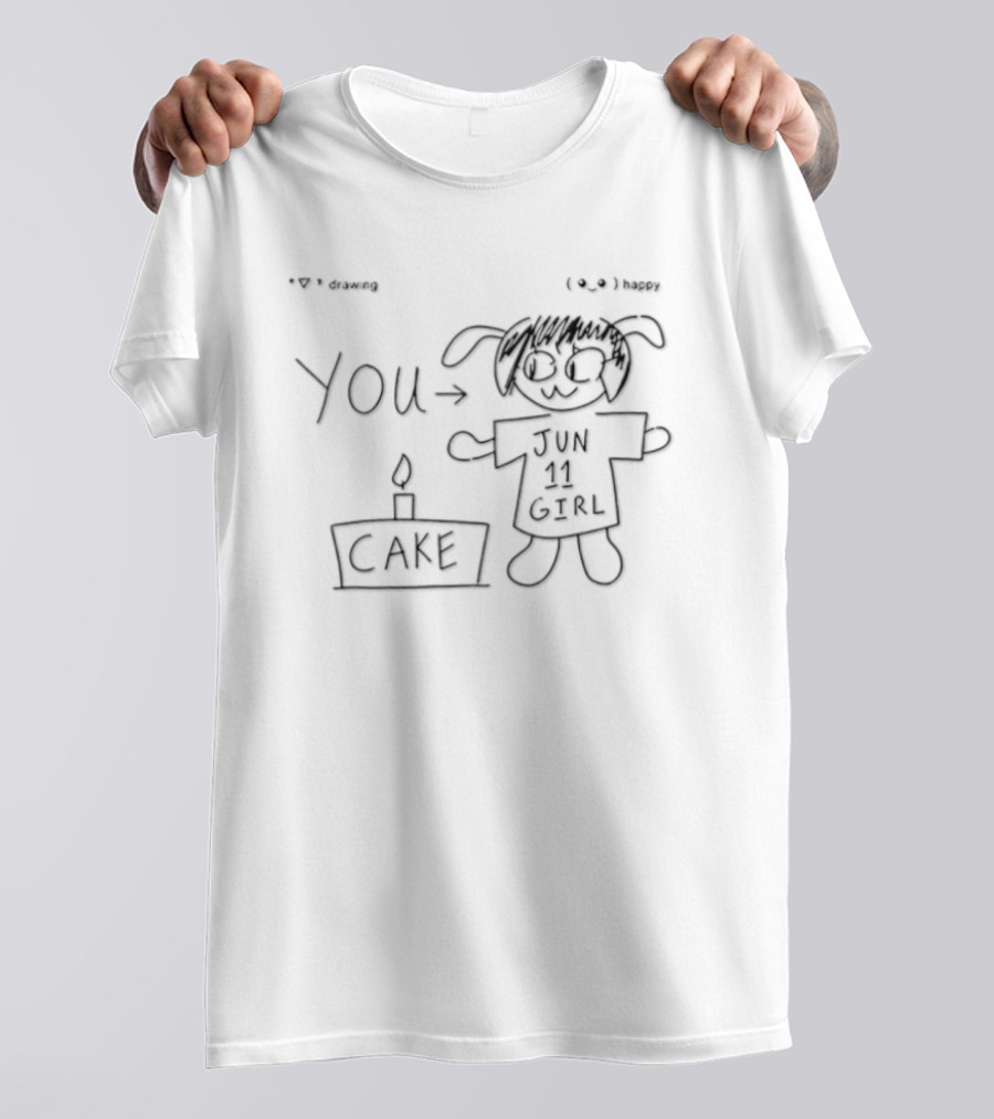 Jun 11 Girl Birthday Cake Drawing With You And Candle T-Shirt