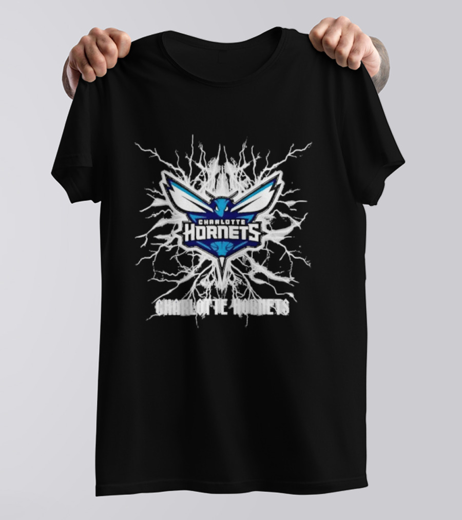 Charlotte Hornets Basketball Team Lightning Bolt T-Shirt