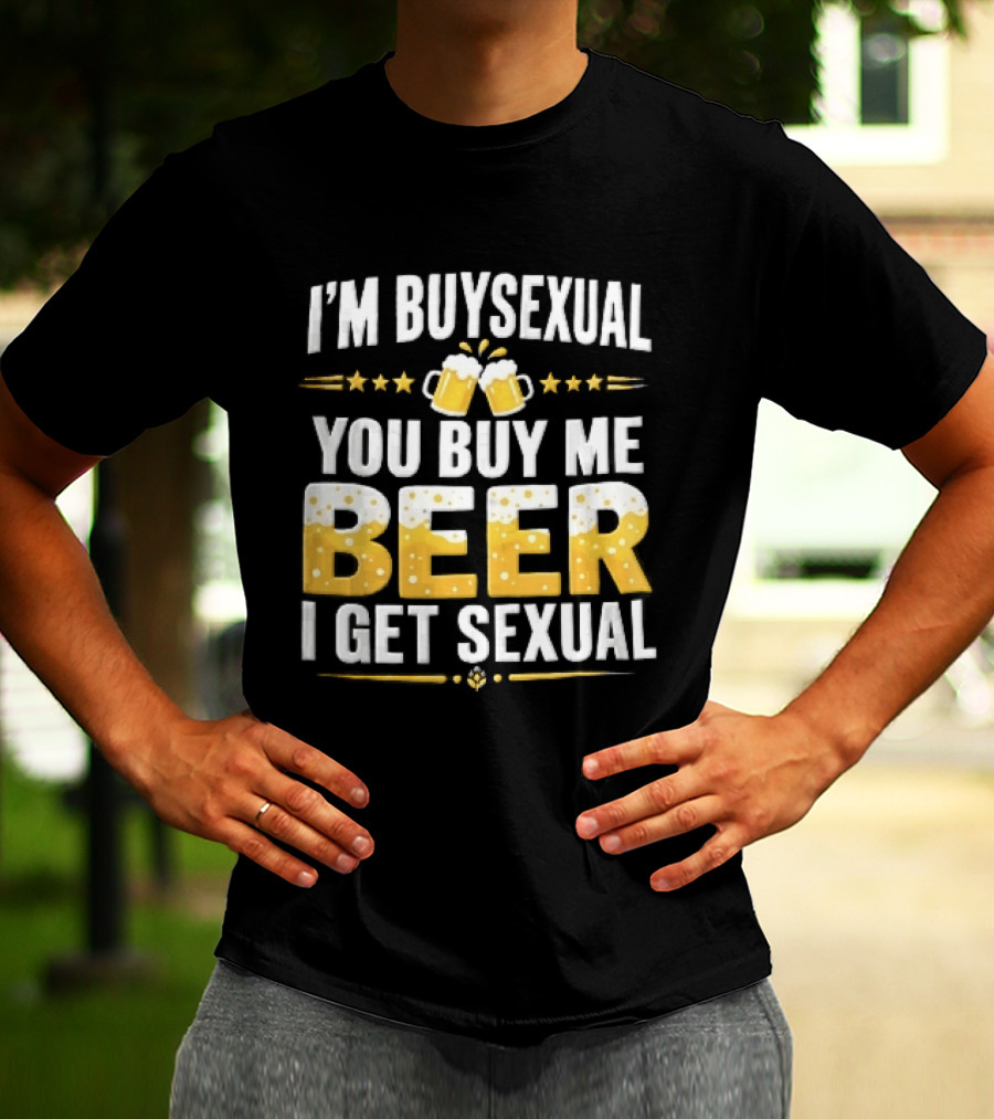 I'm Buysexual You Buy Me Beer I Get Sexual Two Clinking Glass S Yellow Stars T-Shirt