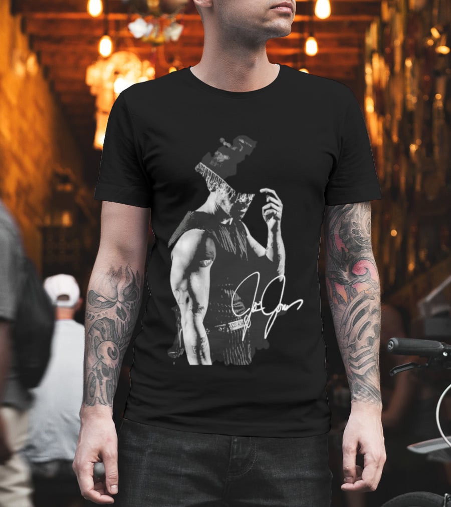 Joe Jonas Signature Black And White Cowboy Hat T-Shirt