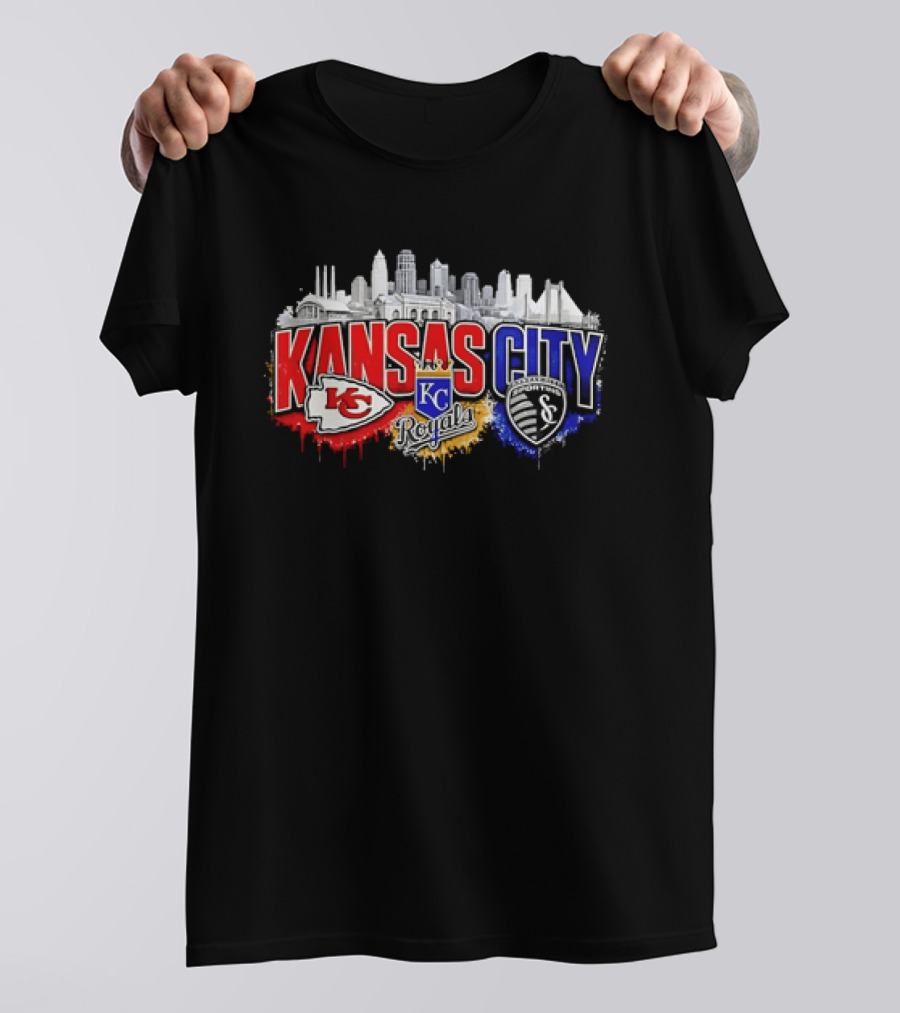 Kansas City Chiefs Royals Sporting KC Skyline Fan T-Shirt