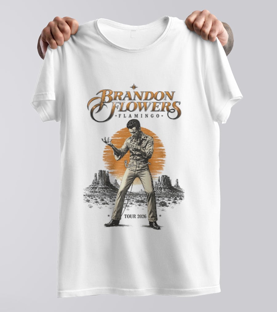 Brandon Flowers Flamingo Tour 2026 Vintage Western Vibes T-Shirt