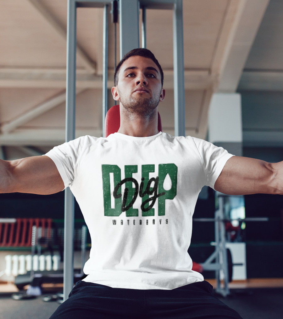Dig Deep Waterboys Distressed Green Block Water Droplet T-Shirt